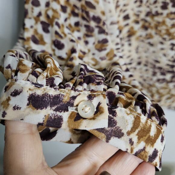 Calvin Klein Chiffon Long Sleeve Button Front Blouse Animal Print Lined Size 3X - Picture 9 of 15